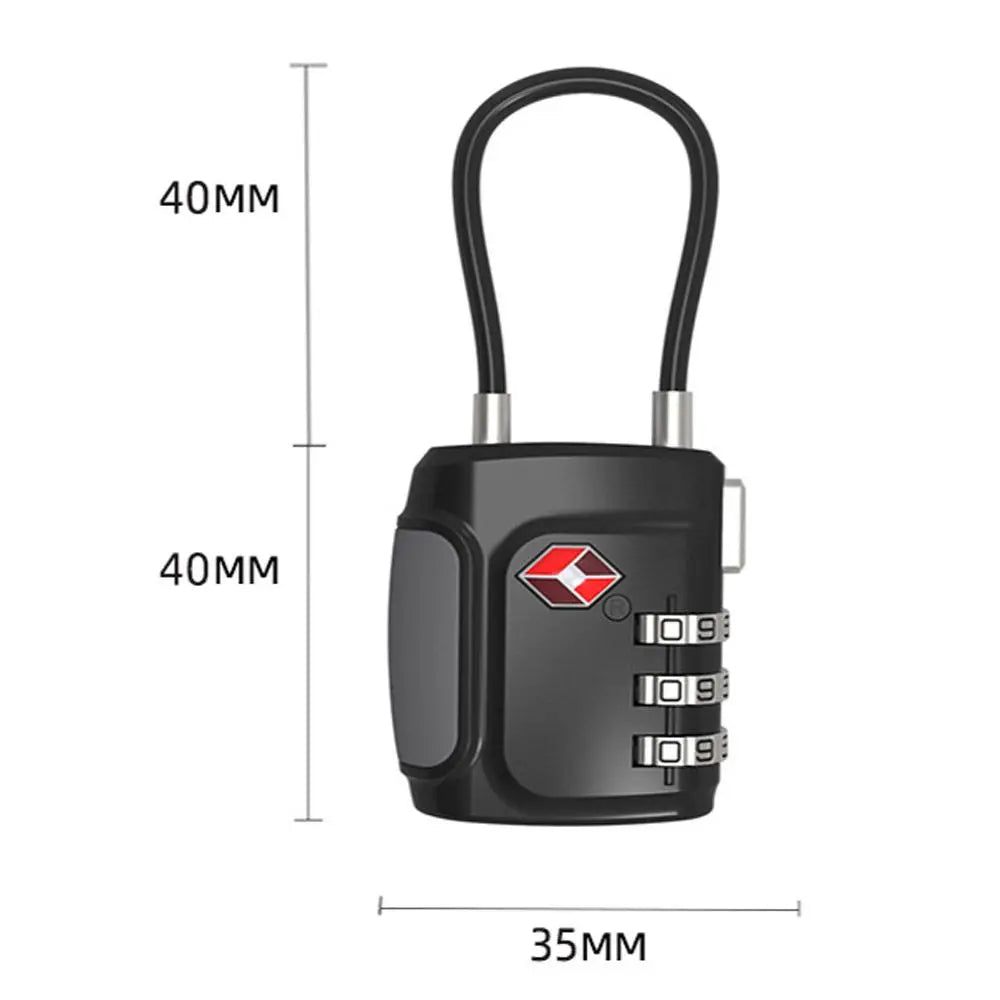 3 Digits TSA Steel Wire Lock Combination Padlock Customs Code Lock Anti-Theft Travel Abroad Luggage Bag Suitcase Trolley Case