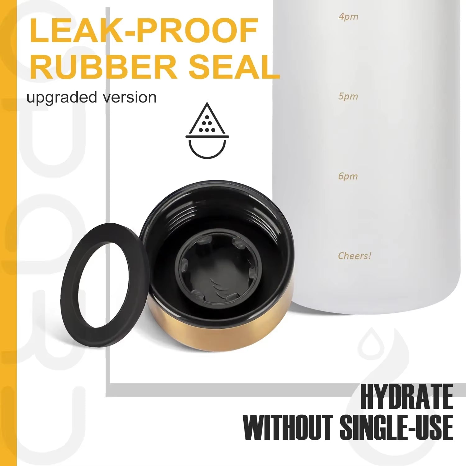 New 1L Water Bottle with Time Stamp BPA Free Reusable Fitness Sports Outdoor Travel Leakproof Water Cup Frosted Kettle