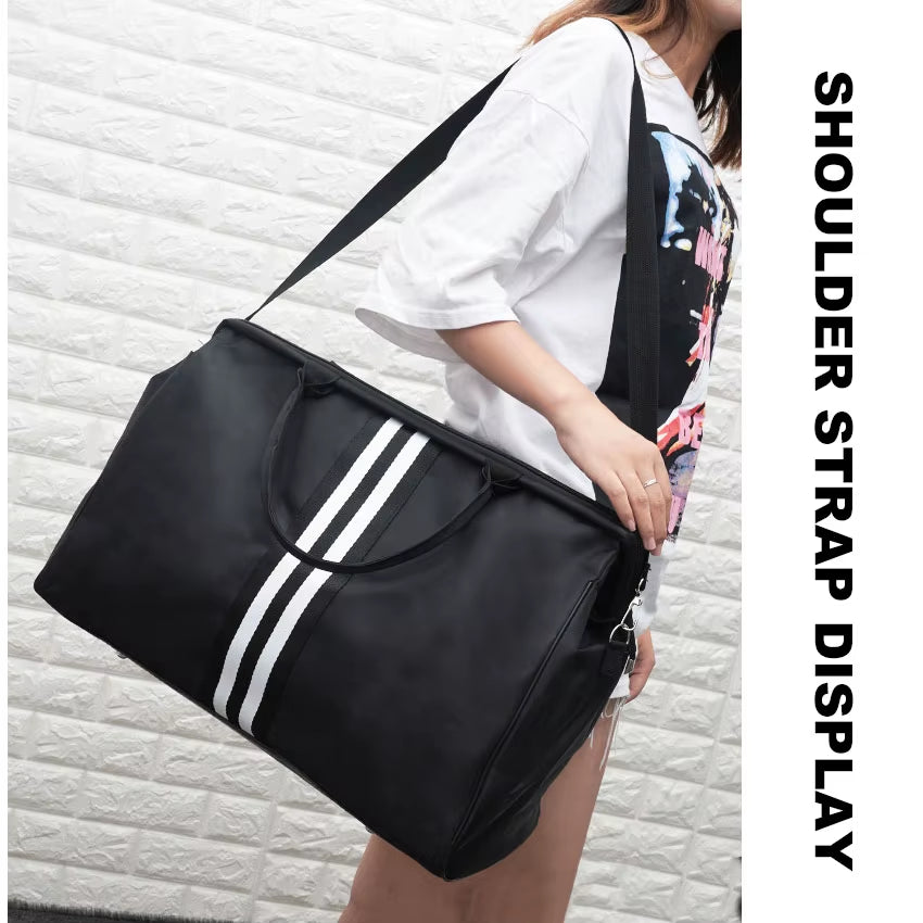 Women Overnight Weekend Fitness Bag Ladies Stripe Yaga Gym Big Travel Bag Light Men Foldable Outdoor Bags Korean XA37WB