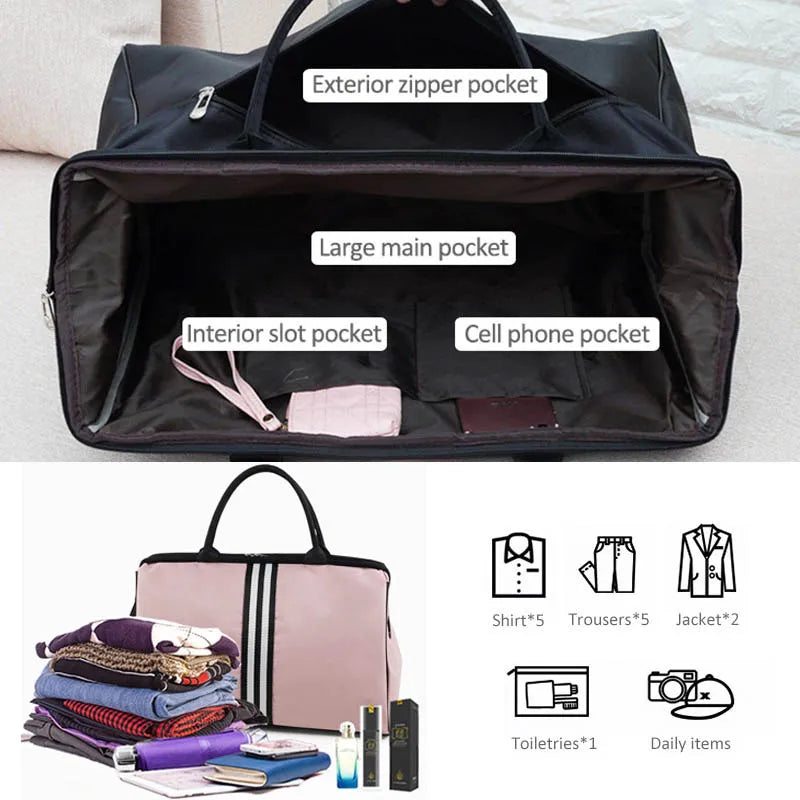 Women Overnight Weekend Fitness Bag Ladies Stripe Yaga Gym Big Travel Bag Light Men Foldable Outdoor Bags Korean XA37WB